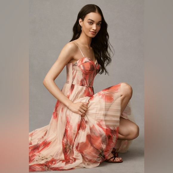 hutch bromley pleated strapless a-line maxi dress Hutch Bromley Pleated Strapless A-Line Maxi Dress